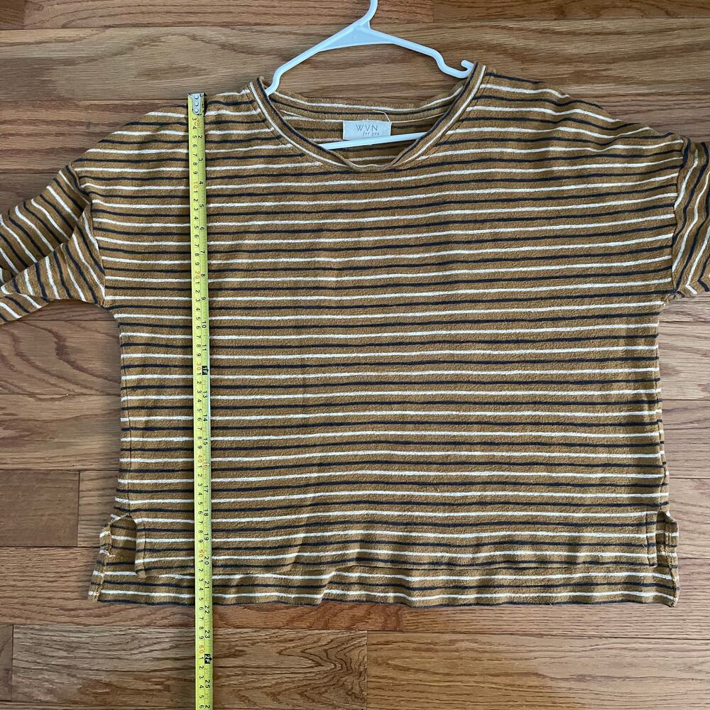 WVN For You Womens L Riki Stripe Sweater Golden Brown Boxy Organic Cotton - Picture 9 of 11
